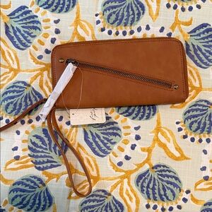 Free People Tan Wristlet Wallet